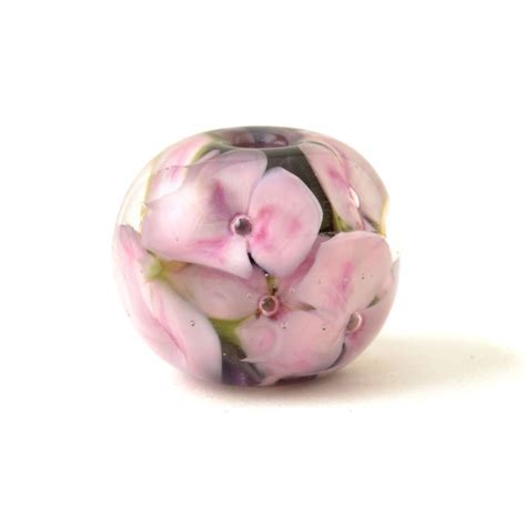 Pink Floral Lampwork Glass Bead