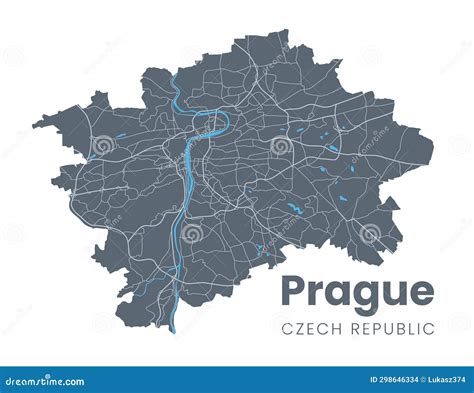 Urban Detailed Map Of Praha Czech Republic Prague Stock Vector