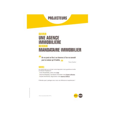 Ouvrir une agence immobilière Devenir mandataire immobilier Dossier