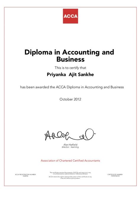 Diploma In Accounting And Business Certificate