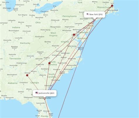 All Flight Routes From New York To Jacksonville Jfk To Jax Flight Routes