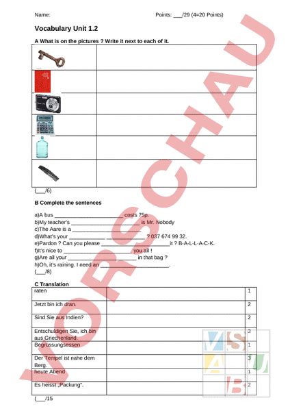 Arbeitsblatt Inspiration Vocabulary Unit Englisch Wortschatz