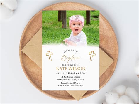 Photo Baptism Invitation Template Girl Baptism Invitation Template