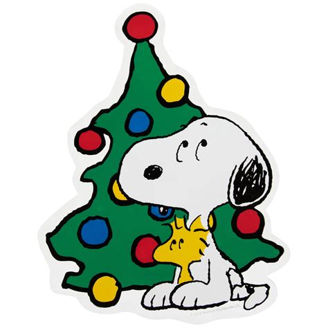 Northlight Peanuts Woodstock and Snoopy with Christmas Tree Window ...