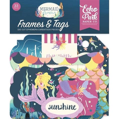 Conjunto De Etiquetas De Carton Impreso Mermaid Dreams Frames Tags