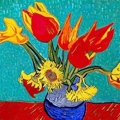 Vibrant Tulips Van Gogh Style Openart