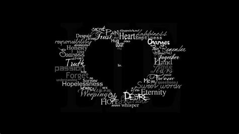 Hd Wallpaper Typography Quote Black Background Word Clouds Hearts