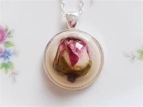 Rose Necklace Real Rose In Resin Necklace Rose By Joliebibelot