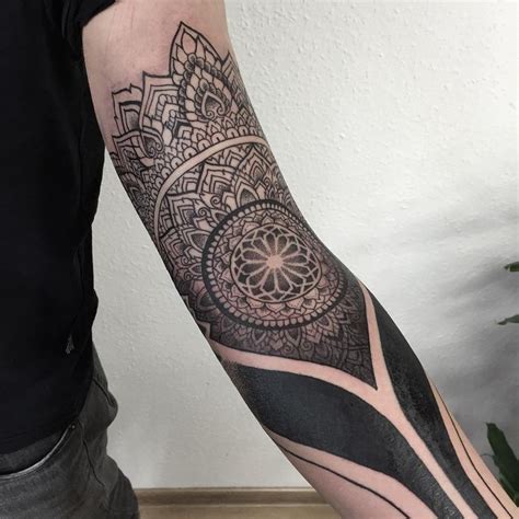 Dotwork Blackwork Arm Tattoo Sleeve Geometry Geometric Ethnic