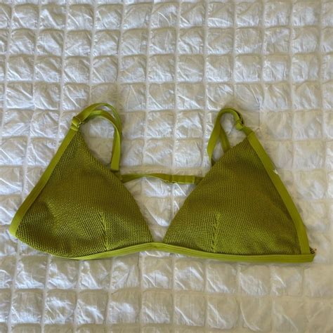 Good American Swim Good American Textured Green Triangle Bikini Top