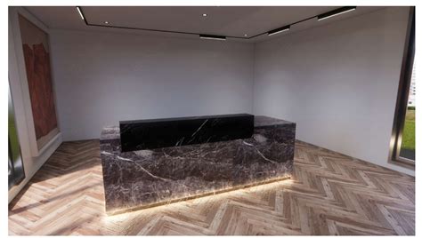 Marble Reception Desk Design in Qatar Office Building - Marble George