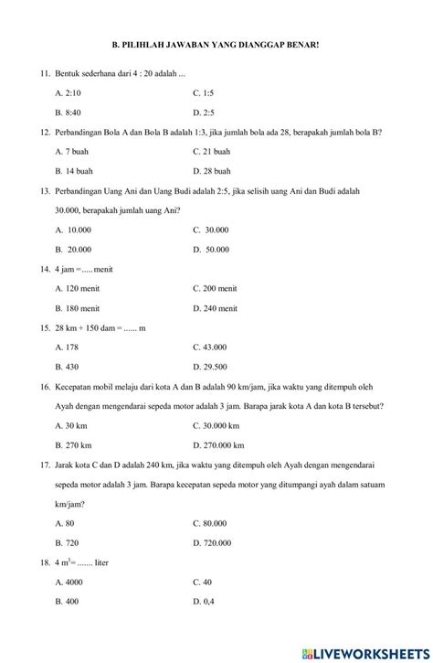 Kelas 5 Interactive Worksheet For 5 Live Worksheets