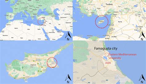 Map of Famagusta, Cyprus, in the Mediterranean sea. Source: Google maps ...