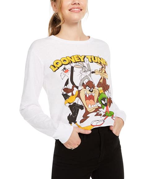 Warner Brothers Juniors Looney Tunes Graphic Print Long Sleeve T Shirt