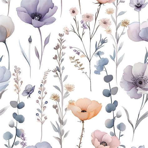 Premium Photo Seamless Pattern Watercolor Poppies Illustration