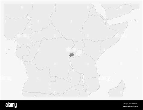 Mapa de África con mapa de Ruanda resaltado mapa gris de Ruanda con