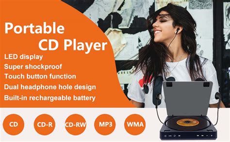 Portable Cd Player With Headphones Rechargeable Personal Cd