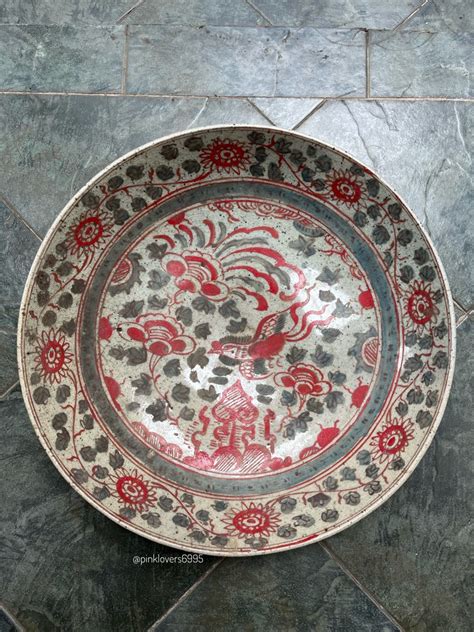 Piring Antik Cina Besar Gambar Bunga Burung Antique Vintage Jadul