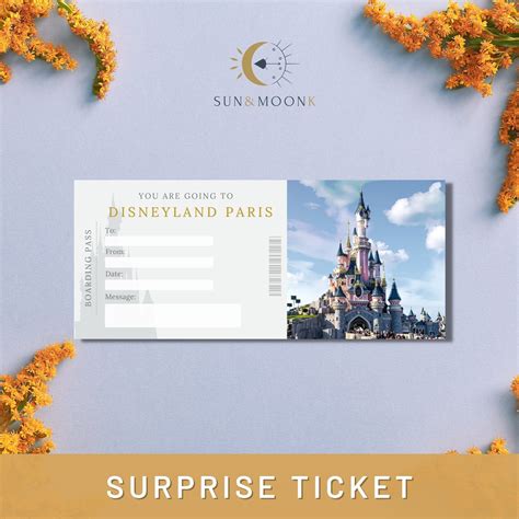 Printable Surprise Trip Ticket Disneyland Paris Instant Etsy Canada