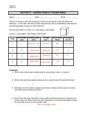 Surface Area To Volume Ratio Lab Pdf Chapter Science Activity