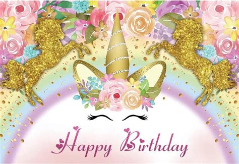 Amazon Renaiss X Ft Unicorn Birthday Backdrop Watercolor Rose