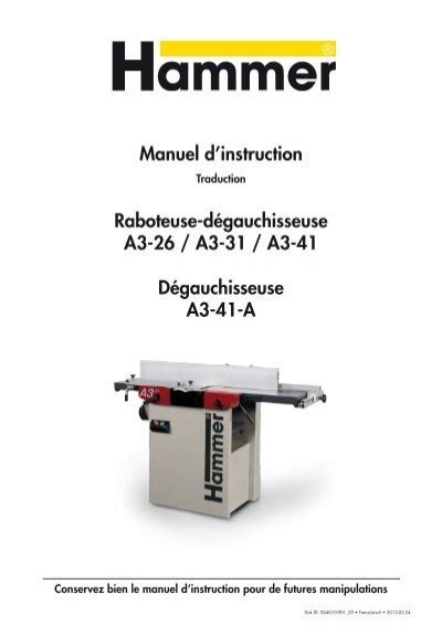 Manuel D Instruction Raboteuse D Gauchisseuse A A A