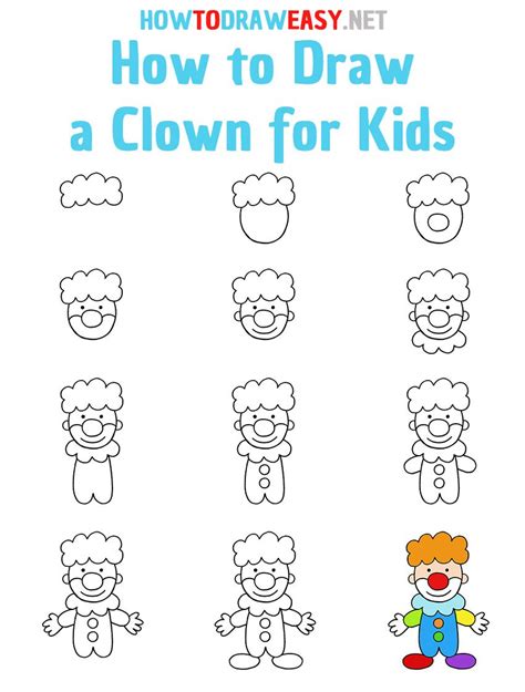 How to Draw a Clown Step by Step | Clowns for kids, Drawing lessons for ...