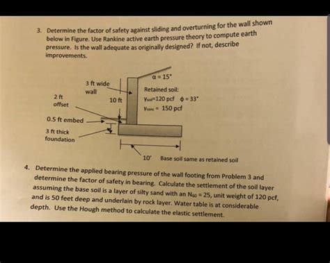 Solved Determine The Factor Of Safety Against Sliding And Chegg