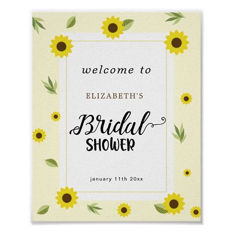 A Sunflower Bridal Shower Sign With The Words Welcome To Elizabeth S Bridal Shower