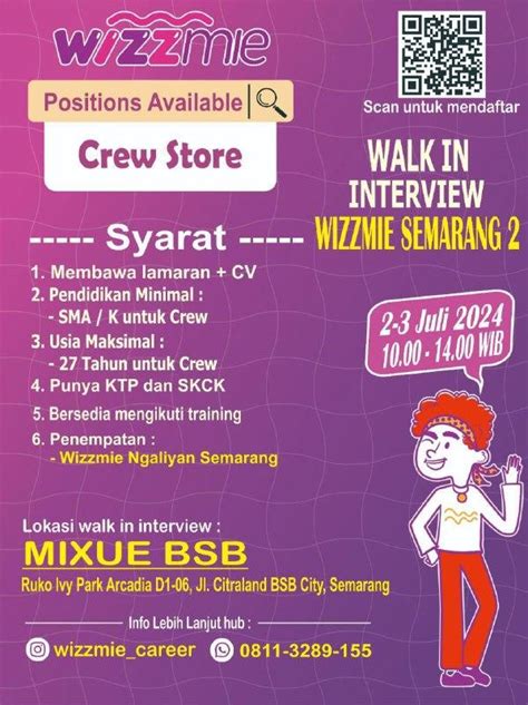 Lowongan Kerja Crew Store Di Wizzmie Lokersemar Id