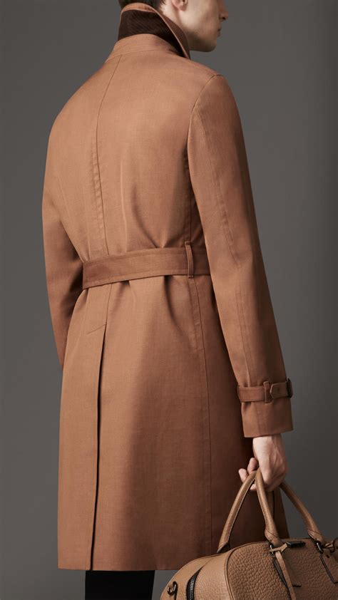 Burberry Long Cottonbonded Virgin Wool Mohair Trench Coat In Brown For