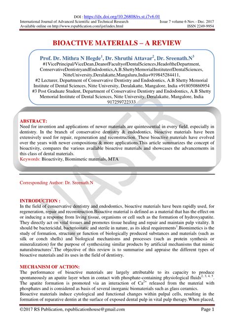 (PDF) BIOACTIVE MATERIALS – A REVIEW