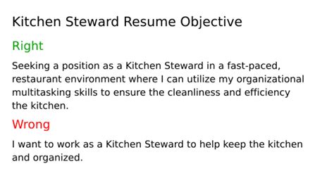 Top 18 Kitchen Steward Resume Objective Examples | ResumeCat