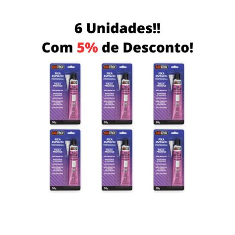 Kit 6uni Cola Fixa Espelho Bautech 50g Para Espelho Compretop Tudo