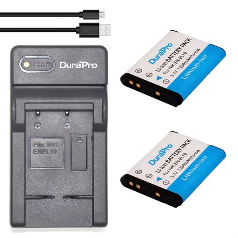 2PCS 3 7V 1200mAh EN EL19 Camera Battery USB Digital Charger For Nikon