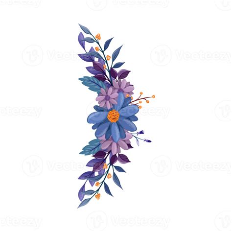 Purple Flower Arrangement With Watercolor Style Png