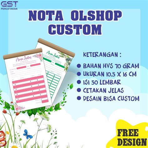 Jual Nota Cetak Nota Olshop Nota Olshop Custom Ply Full Color