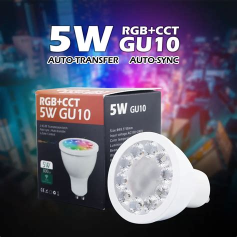 AC110V 220V 2 4G RF 5W GU10 RGB CCT RGBWW LED Dimmable Wireless Led