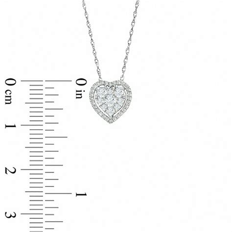 1 3 Ct T W Diamond Heart Cluster Pendant In 10k White Gold Online Exclusives Collections