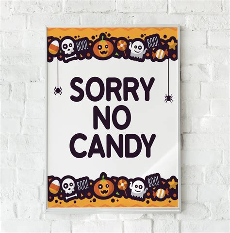 Sorry No Candy Sign Printable Halloween Sign Halloween Door - Etsy