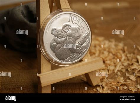 Pure Silver Investment Coin 1 Dollar Australian Koala 2023 Stock Photo