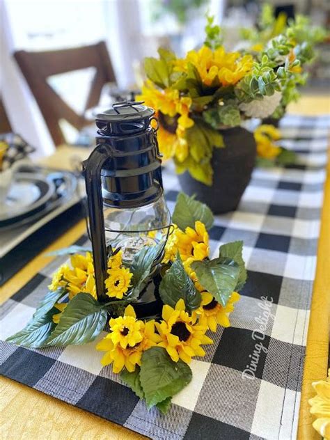 Dining Delight Sunflowers And Buffalo Check Tablescape Sunflower