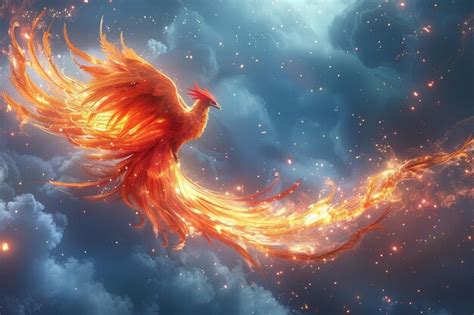 Premium Photo A Majestic Phoenix Soaring Through The Skies Its Fiery