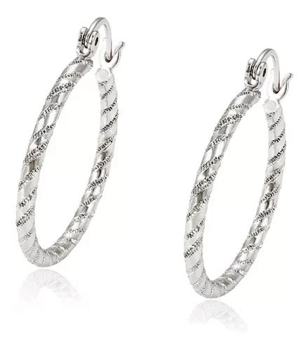 Aretes Arracada Torzal Oro 14k Blanco Lam Calidad Premium Cuotas Sin