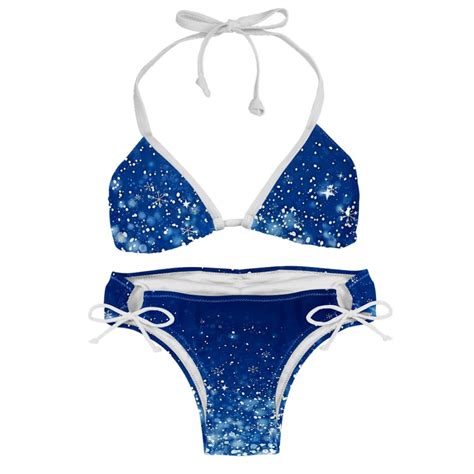 Bikinis Sets For Women 2 Piece Swimsuit For Women Womens Bikinis Snowflake Winter Blue