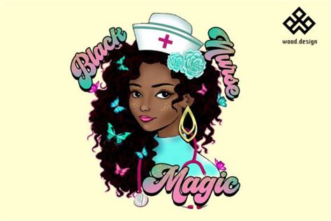 Black Nurse Magic Afro Woman Png Design Graphic By Wood Design