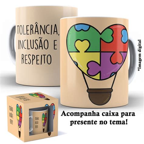 Caneca De Porcelana Caixa Presente Dia Mundial De Conscientiza O