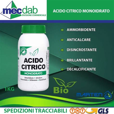 Acido Citrico Monoidrato Biologico Disincrostante Anticalcare Per Bagno