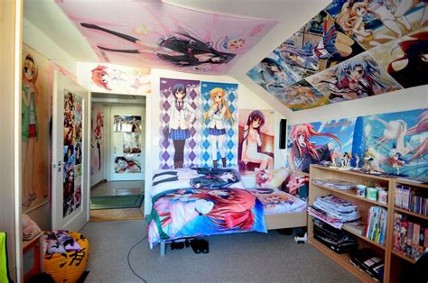 Wall Filled With Anime Posters - Anime woman wearing crop top and red ...