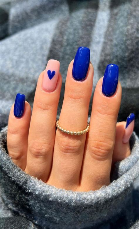 50 Gorgeous Fall Nails Thatre Perfect For Thanksgiving Cobalt Blue Heart Nails